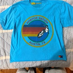 Aviator Nation Turquoise Tee with Yellow Accent